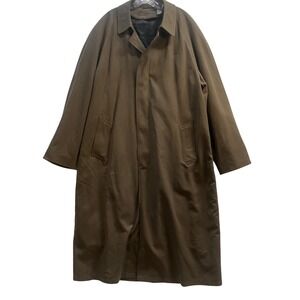Spiegel Mens Brown Trench‎ Coat Overcoat Zip Out Wool Liner Size 44 Long 41488